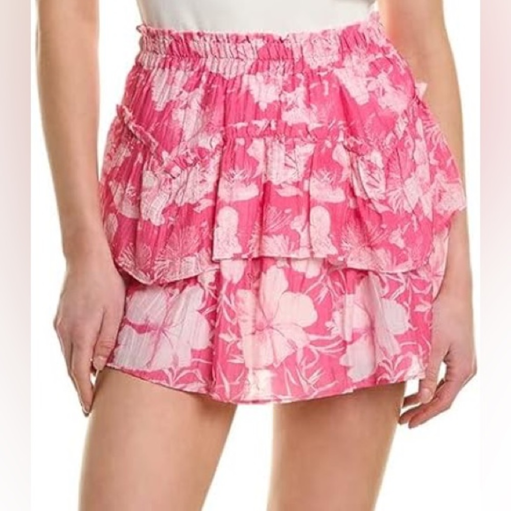 NWT LoveShackFancy Abrielle silk blend mini skirt in Holiday Sun - size large
